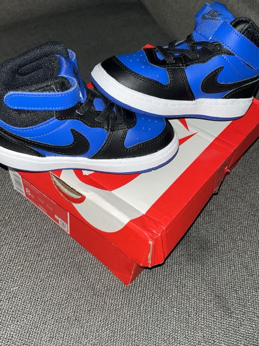 Nike Kids Blue and Black High-Top Sneaker with White Midsole